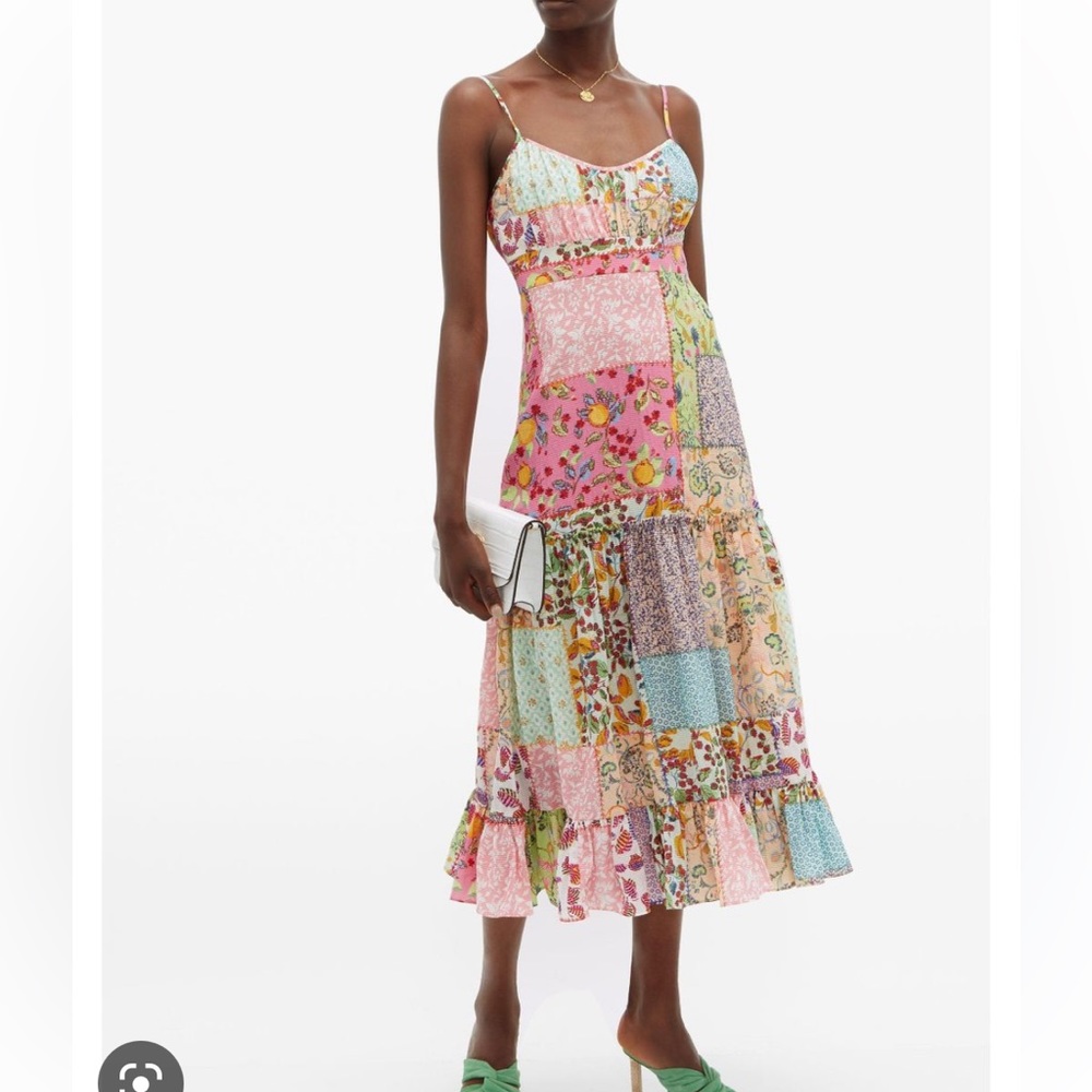 Saloni patchwork midi dress
